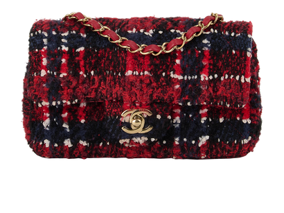 Mini Flap, &pound;2,650, Handbags, Blue/Red/White, Tweed, Front view